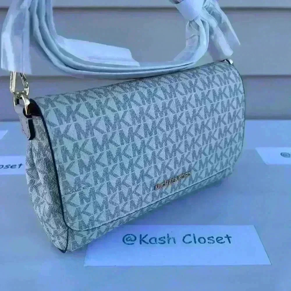 Michael Kors Crossbody Clutch Convertible JetSet Medium Purse Powder Blush Multi